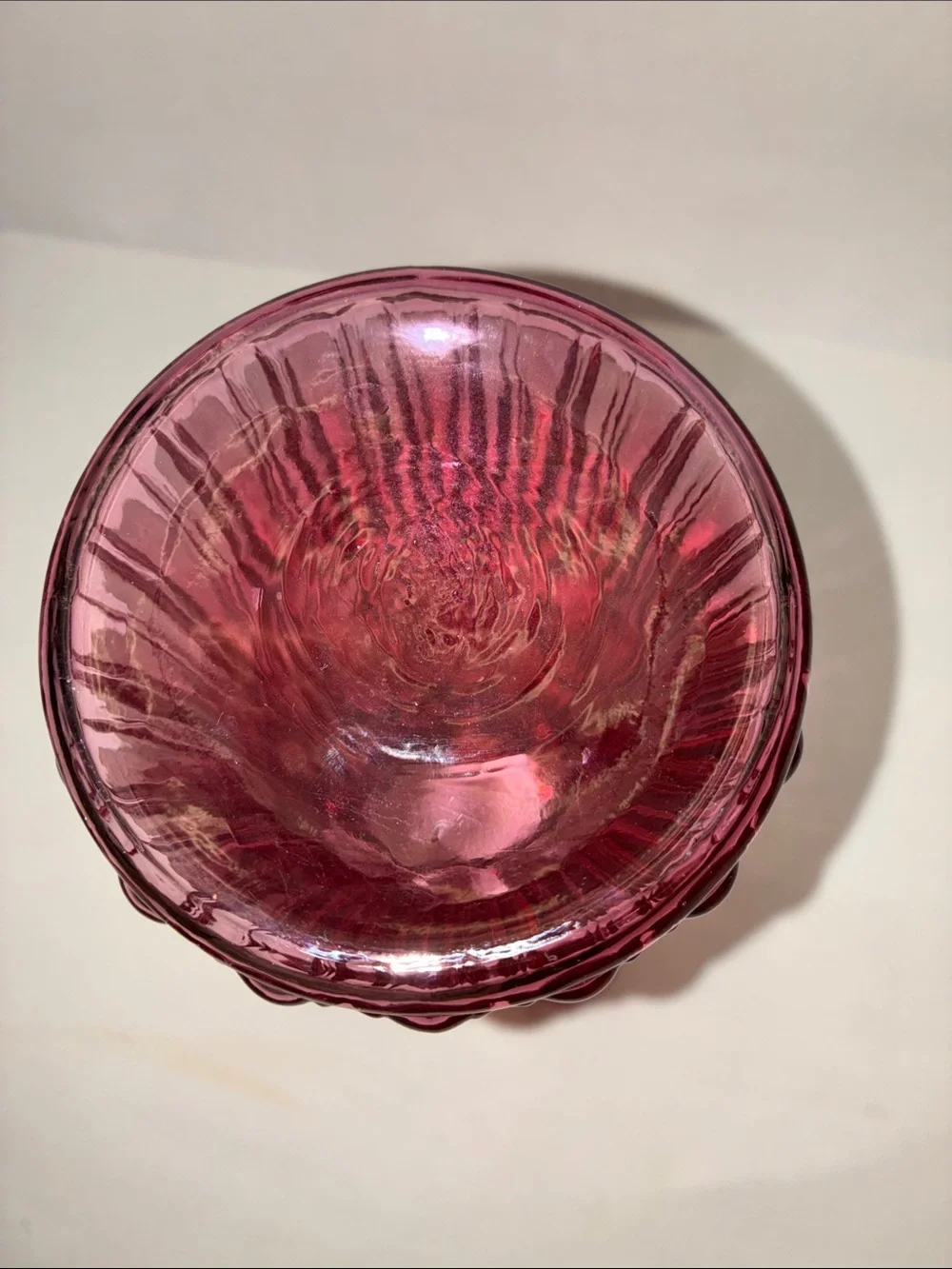 Fenton Cranberry Pink Ruffled Wheat Glass Vase